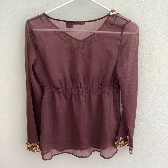 Magazine red violet silk blouse Lon sleeve size S - Picture 3 of 3